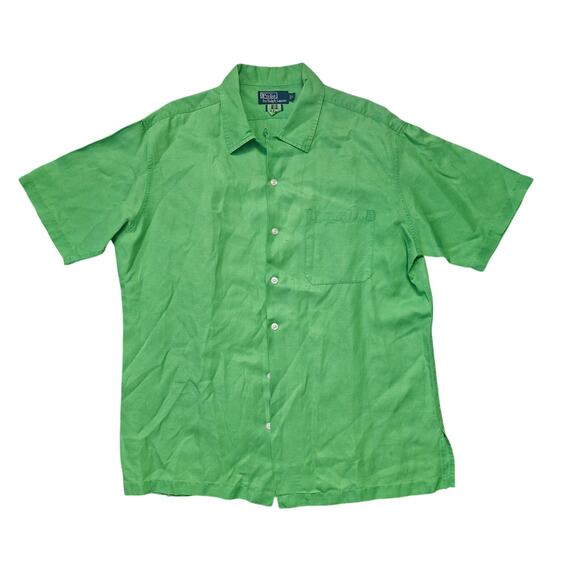 Polo Ralph Lauren Men’s Large Linen Silk Loop Collar Button-up Shirt - Picture 1 of 4